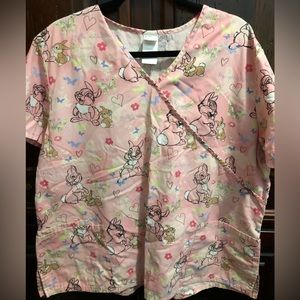 Disney Sz 2x Thumper Cartoon Scrub Top